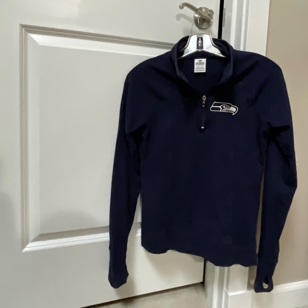 Seattle Seahawks Navy Quarter-Zip Pullover Top